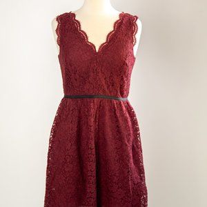 Burgundy Lace Overlay Cocktail Dress Size 6